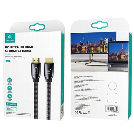 USAMS US-SJ497 - HDMI - HDMI 2.1 2m cable with 8K 60 Hz / 4K 120 Hz support (Black)