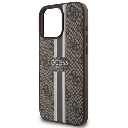 Pouzdro Guess 4G MagSafe s potiskem pruhů - iPhone 16 Pro Max (hnědé)