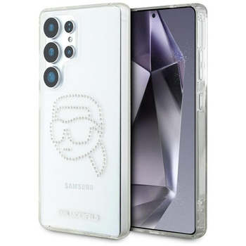 Karl Lagerfeld strasszos Karl Head Logo - Samsung Galaxy S25 Ultra tok (átlátszó)