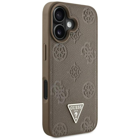 Guess Grained Hot Stamp Peony Triangle Logo MagSafe - Case for iPhone 16 (brown)