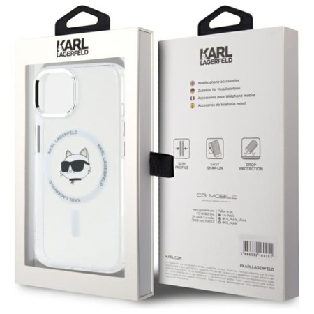 Karl Lagerfeld IML Metal Choupette Head MagSafe - iPhone 15 Case (blanc)