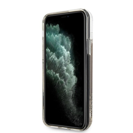 Guess Liquid Glitter Hearts - pouzdro pro iPhone 11 Pro Max (zlaté/červené)