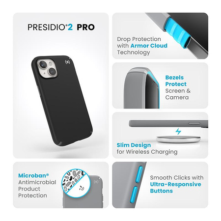 Speck Presidio2 Pro - Case for iPhone 16e / iPhone 15 / iPhone 14 / iPhone 13 (Black / Slate Grey / White)