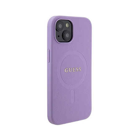 Guess Saffiano MagSafe - pouzdro pro iPhone 15 (fialové)