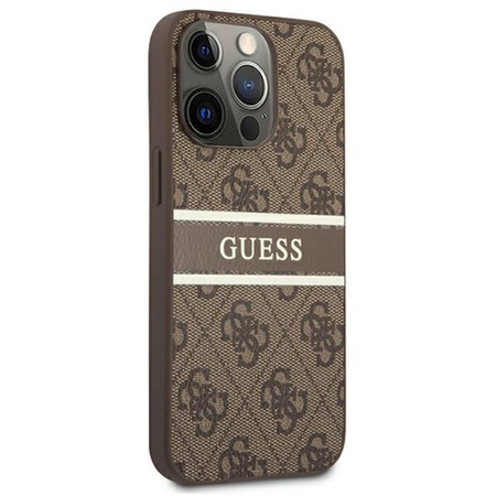 Guess 4G nyomtatott csíkos - iPhone 13 Pro tok (barna)