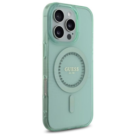 Guess IML Strasssteine MagSafe - iPhone 16 Pro Max Tasche (grün)