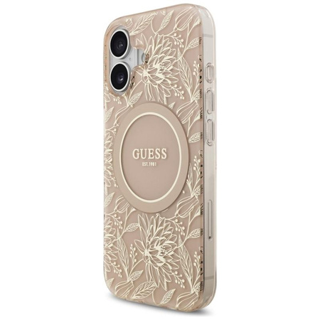 Guess IML Flowers Electro Pearl Strap MagSafe - Hülle iPhone 17 (rosa)