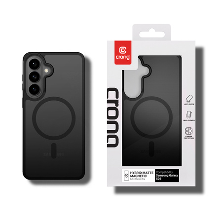 Crong Hybrid Matte Magnetic - kryt MagSafe pro Samsung Galaxy S26 (černý)