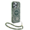 Guess IML Flowers Allover Electro With Pearl Strap MagSafe - Case for iPhone 16 Pro (Green)