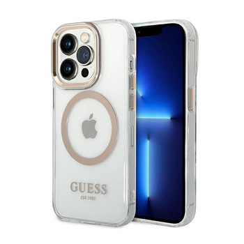 Guess Metal Outline Magsafe - Coque iPhone 14 Pro Max (Transparent / Or)