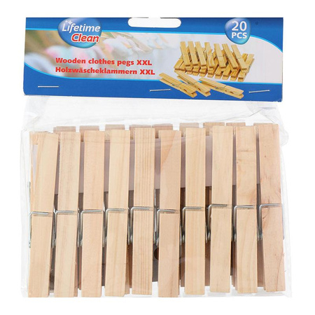 Lifetime - Pinces à linge / pinces en bois naturel 20 pcs. XXL
