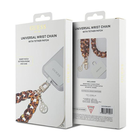 Guess Universal Big Hand Strap akril 4G charm - Univerzális telefonszíj (barna)