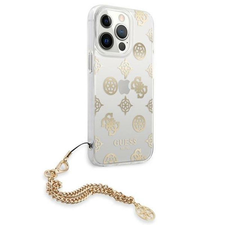 Guess Peony Chain Handle - Etui iPhone 13 Pro Max (złoty)