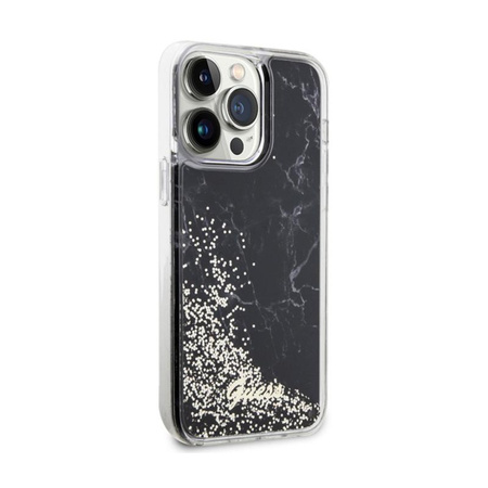 Guess Liquid Glitter Marble - Case for iPhone 14 Pro Max (Black)