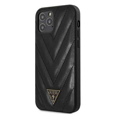 Guess V Quilted - pouzdro pro iPhone 12 Pro Max (černé)