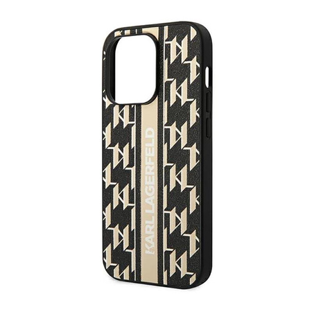 Karl Lagerfeld Monogram Stripe - Coque iPhone 14 Pro Max (marron)