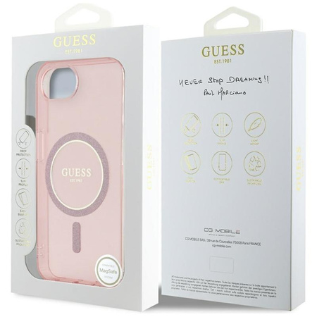 Guess IML Glitter Circle MagSafe - Case for iPhone 16e (pink)