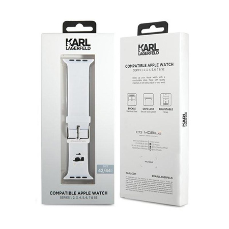 Karl Lagerfeld 3D Rubber Choupette Head NFT - Bracelet pour Apple Watch 42/44/45/49 mm (blanc)