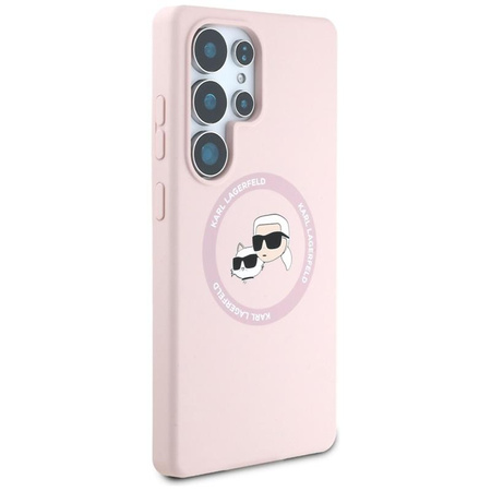 Karl Lagerfeld Silicone Double Heads And Circle MagSafe - Étui Samsung Galaxy S25 Ultra (rose)