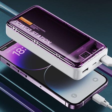 WEKOME WP-351 Vanguard sorozat - Power bank 20000 mAh PD 20W + QC 22.5W (lila / átlátszó)