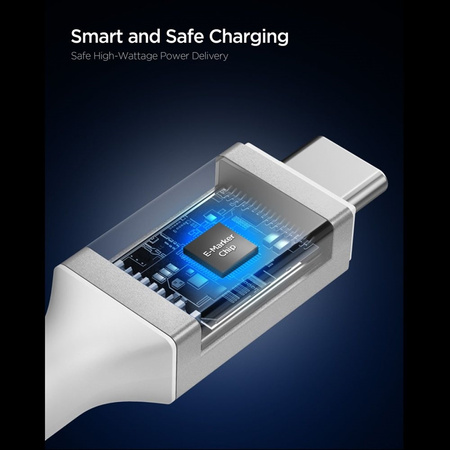 Kabel USB C Szybkie Ładowanie 1.2m Spigen Essential do iPhone Biały 240W PD