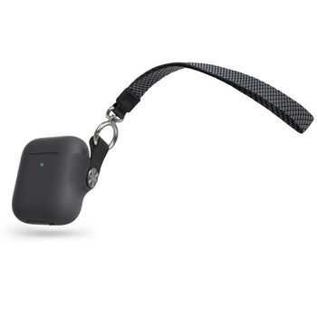 Moshi Pebbo - Pouzdro na AirPods s odnímatelným řemínkem na zápěstí (Shadow Black)