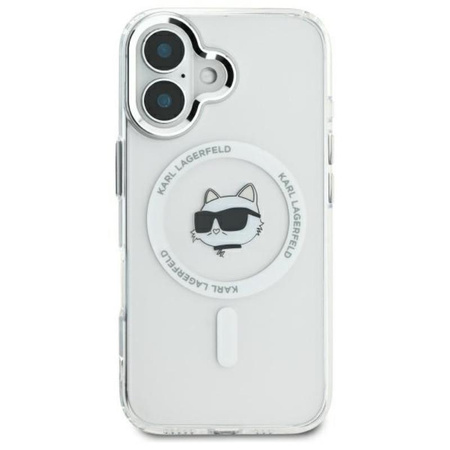 Karl Lagerfeld IML Metal Choupette Head MagSafe - Hülle für iPhone 16 (weiß)