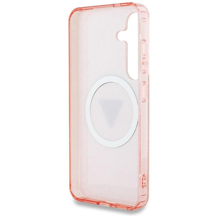 Guess 4G Glitter Triangle Buttons MagSafe - Case for Samsung Galaxy S25 (pink)