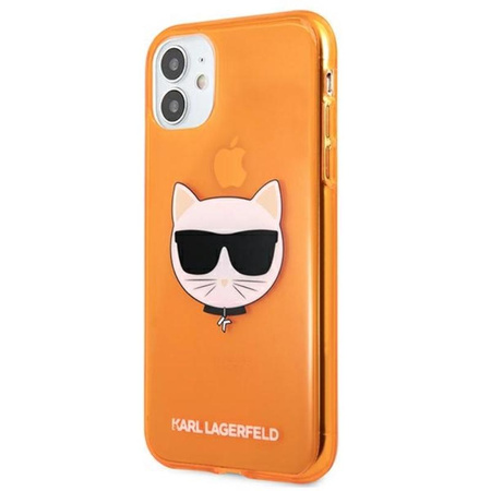 Karl Lagerfeld Choupette Head - pouzdro pro iPhone 11 (fluo oranžová)