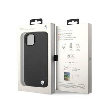 BMW Signature Logo Imprint MagSafe - Hülle für iPhone 14 Plus (Schwarz)