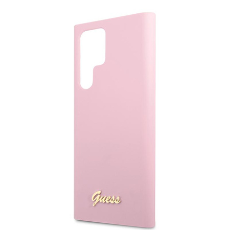 Guess Szilikon Script Metal Logo - Samsung Galaxy S22 Ultra tok (levendula)