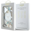 Guess Glitter Flowers Triangle Buttons MagSafe - Tasche für iPhone 16 (weiß)