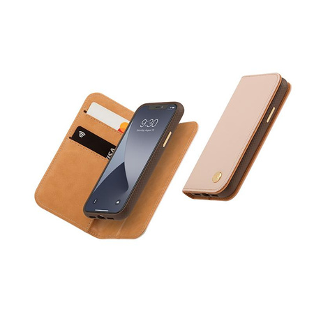 Moshi Overture - Étui 3-en-1 pour iPhone 12 Mini avec fentes pour cartes + support (système SnapTo) (Luna Pink)