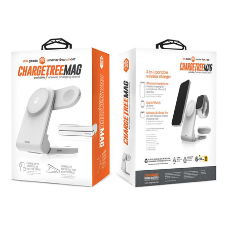 STM ChargeTree MAG - mobilní bezdrátová nabíječka 3 v 1 s MagSafe (bílá)