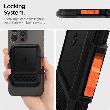 Spigen Lock Fit MagSafe - Magnetische Brieftasche (Schwarz)