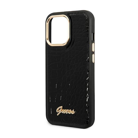 Guess Kroko Kollektion - iPhone 14 Pro Tasche (schwarz)