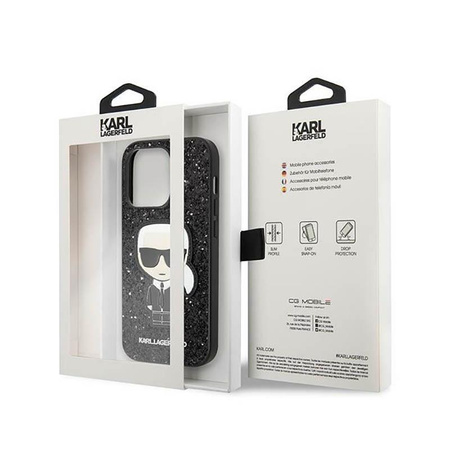 Karl Lagerfeld Glitter Flakes Ikonik - Etui iPhone 14 Pro Max (czarny)