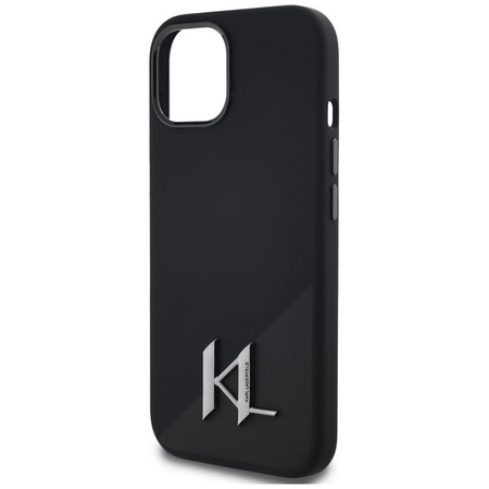 Karl Lagerfeld Silicone Shadow Metal Initial MagSafe - Hülle für iPhone 15 (schwarz)