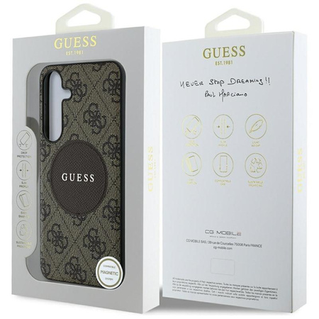 Guess 4G Round Patch Classic Logo MagSafe - Tasche für Samsung Galaxy S25+ (braun)