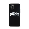 DKNY Liquid Silicone White Printed Logo MagSafe - pouzdro pro iPhone 12 / iPhone 12 Pro (černé)