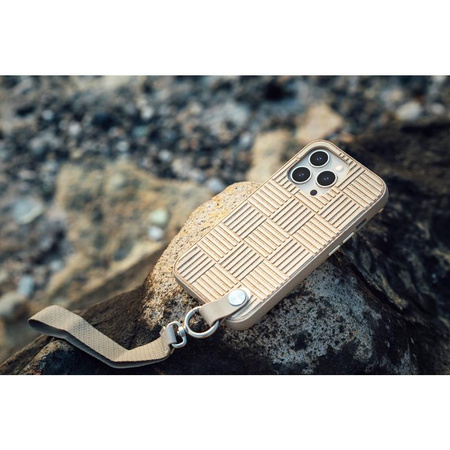 Moshi Altra - Pouzdro s odnímatelnou šňůrkou na iPhone 13 Pro Max (antibakteriální NanoShield™) (béžová Sahara)