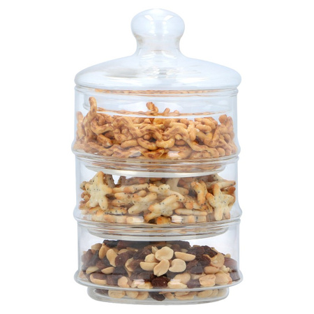 Alpina - Glass container / jar for sweets, 3 levels, 12x23 cm
