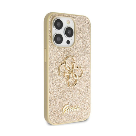 Guess Glitter Script Big 4G - Hülle für iPhone 14 Pro (Gold)