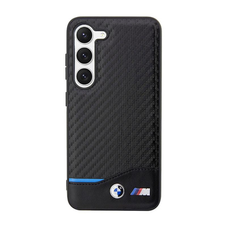 BMW Leather Carbon Blue Line - Etui Samsung Galaxy S23 (czarny)