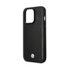 BMW Leather Diamond Pattern - Tasche für iPhone 14 Pro (Schwarz)