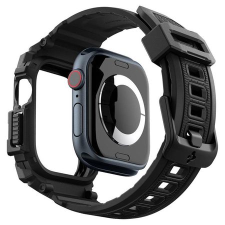 Spigen Rugged Armor Pro - Bracelet avec étui pour Apple Watch 10 46 mm (Noir mat)