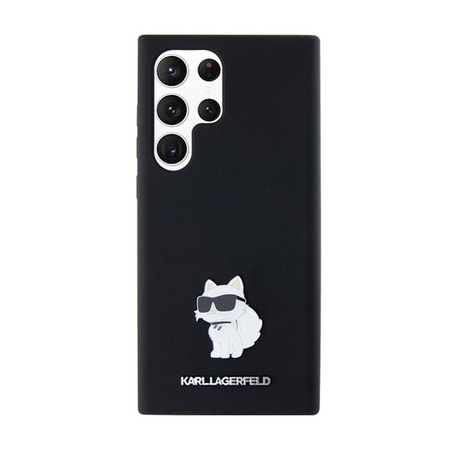 Karl Lagerfeld Silikon Choupette Metall Pin - Samsung Galaxy S24 Ultra Gehäuse (schwarz)