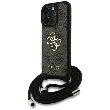 Guess 4G Big Logo Cord Strap Crossbody - Case for iPhone 16 Pro (brown)