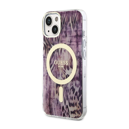 Guess Leopard MagSafe - Schutzhülle für iPhone 14 (Pink)