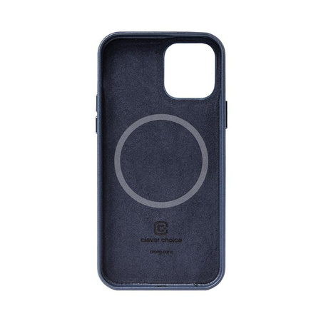 Crong Essential Cover Magnetic - Etui ze skóry iPhone 12 / iPhone 12 Pro MagSafe (granatowy)